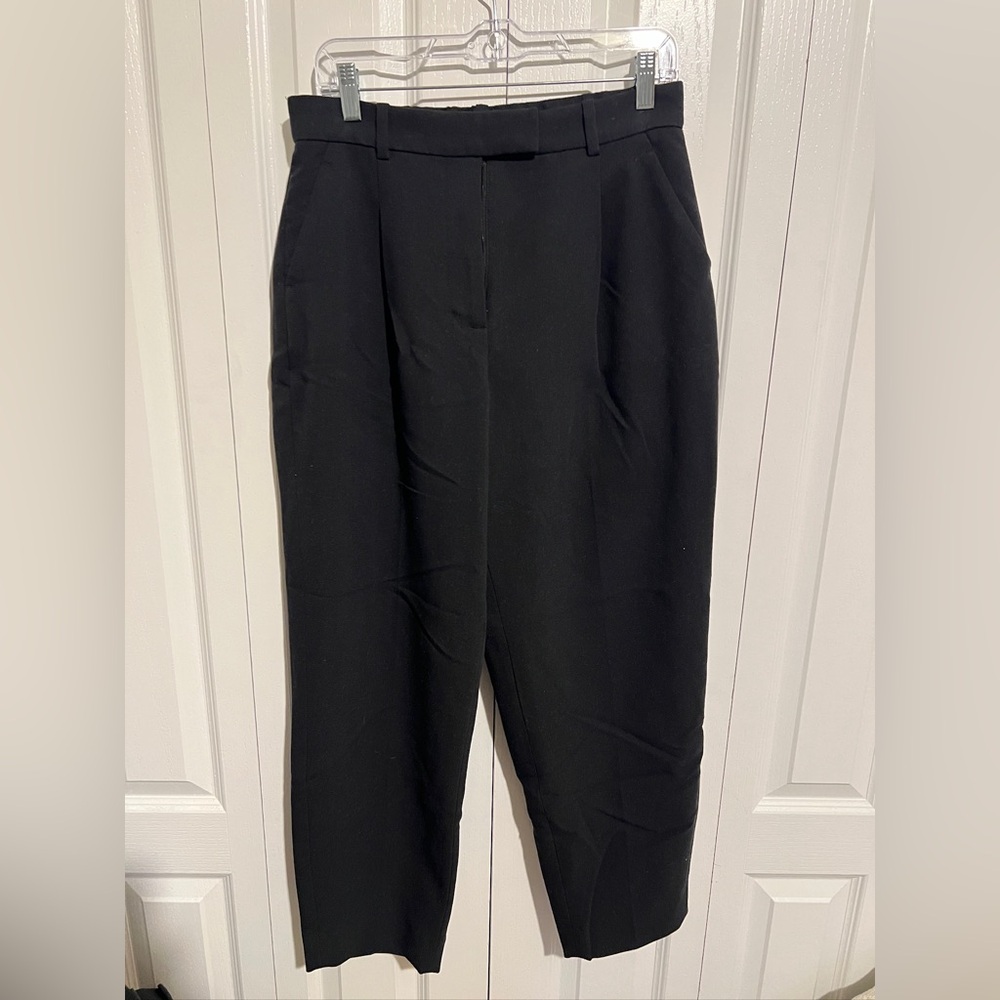 Abercrombie & Fitch Black Pleated High-Waist Trousers